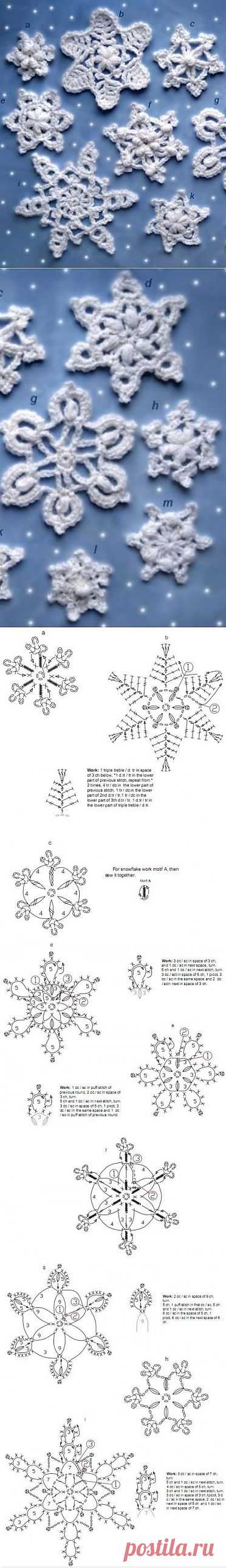 Схемы вязания снежинок крючком