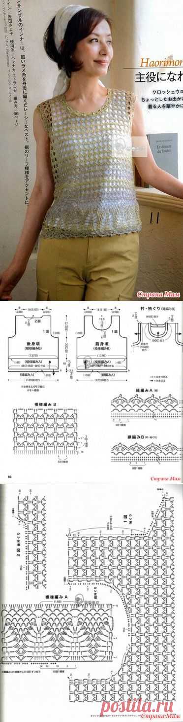 Ажурный топ с красивой обвязкой подола. Крючок. - ВЯЗАНАЯ МОДА+ ДЛЯ НЕМОДЕЛЬНЫХ ДАМ - Страна Мам