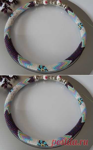 Ketten kurz - Häkelkette Necklace Beaded Crochet Rope Rainbow - ein Designerstück von Zweig bei DaWanda