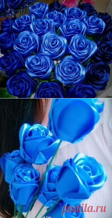 Сколько метров ленты нужно для букета роз. Букет роз из атласных лент. Букет синих роз. Букет из атласных лент розы синие. Синие розы из атласных лент.