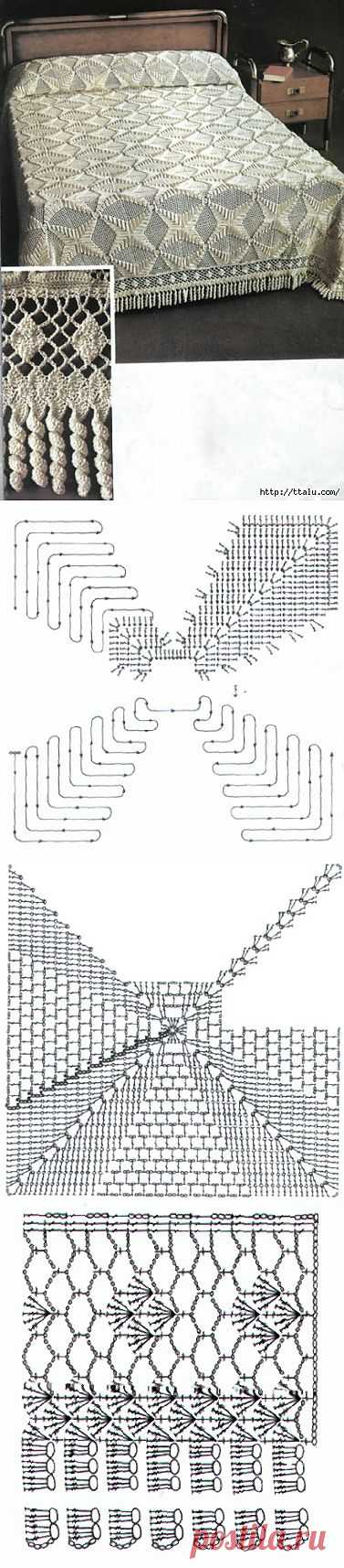 Вяжем крючком шикарное покрывало.