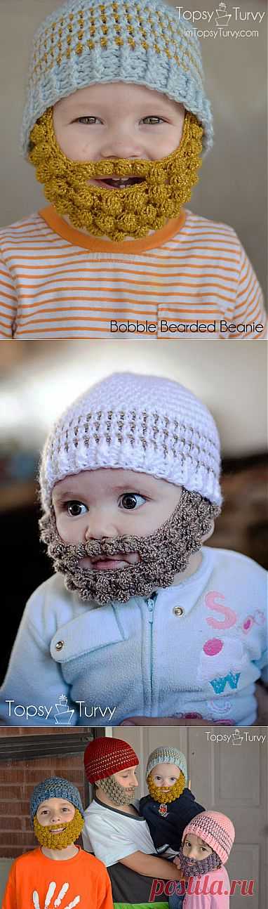 Crochet Bobble Beard pattern - multiple sizes - Im Topsy Turvy