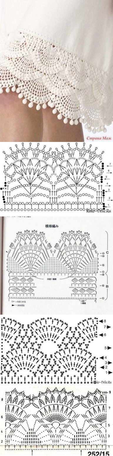 Схемы вязания крючком для отделки юбки