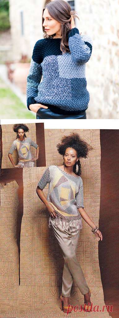 Женские пуловеры в стиле пэчворк спицами – 4 схемы вязания с описанием