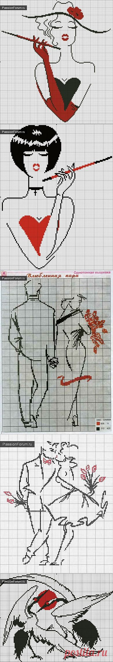 МОНОХРОМНЫЕ СХЕМКИ - Схемы вышивки крестиком.