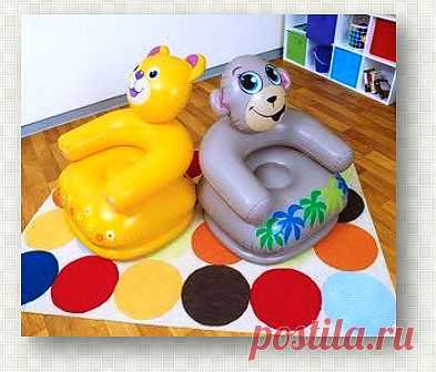 Кресло надувное детское в ас-те. Удобное детское кресло. Незаменимое в тесном помещении. Быстро надуваемое. Применение - масса! Работала бы фантазия. Удобно брать с собой на природу, на дачу и т. д.