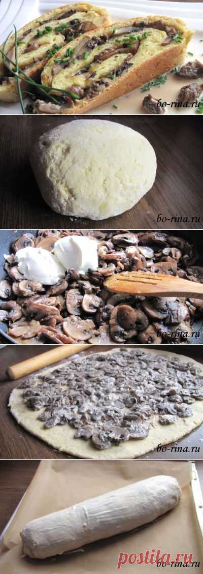 Рулет с грибами (картофельное тесто) | Четыре вкуса