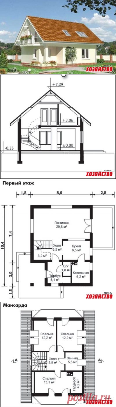 Проект дома с мансардой