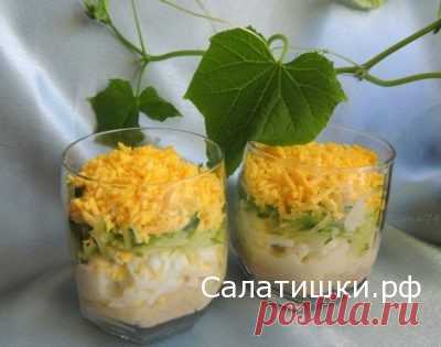 РЕЦЕПТ ВКУСНОГО САЛАТА С ПЕЧЕНЬЮ ТРЕСКИ , РИСОМ И ОГУРЦОМ » Рецепты вкусных салатов