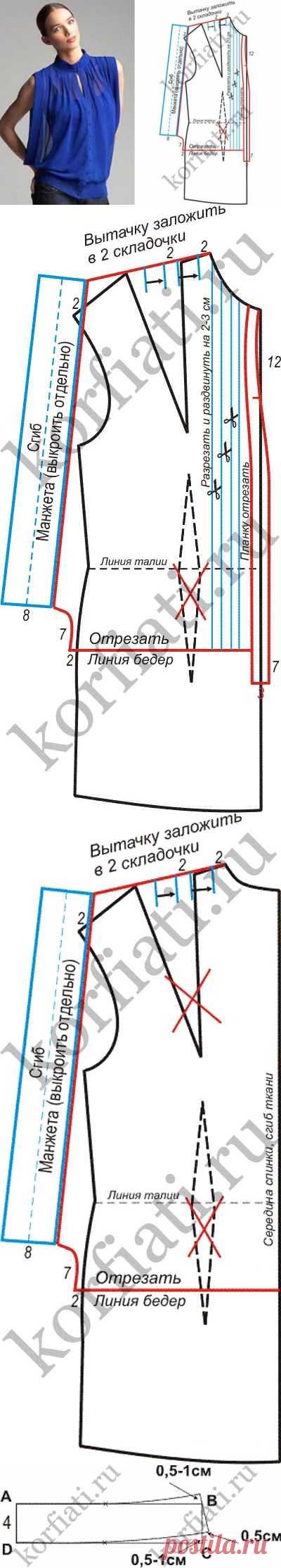 Блузка из шифона выкройка от Анастасии Корфиати