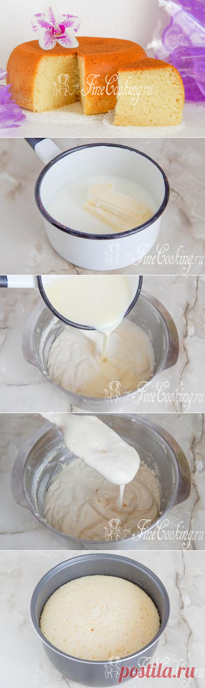 Бисквит на горячем молоке в мультиварке - рецепт с фото