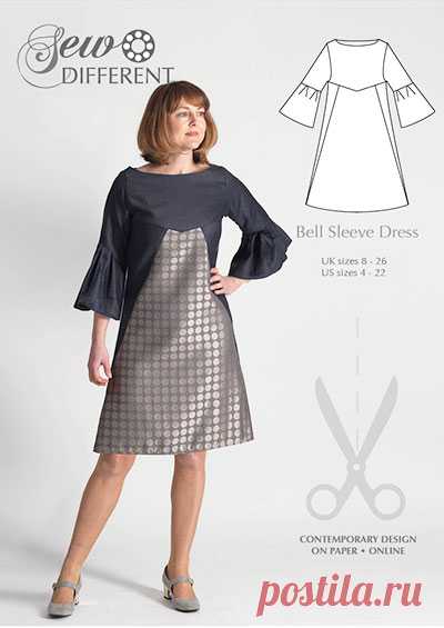 Bell Sleeve Dress - multisize sewing pattern - Sew Different