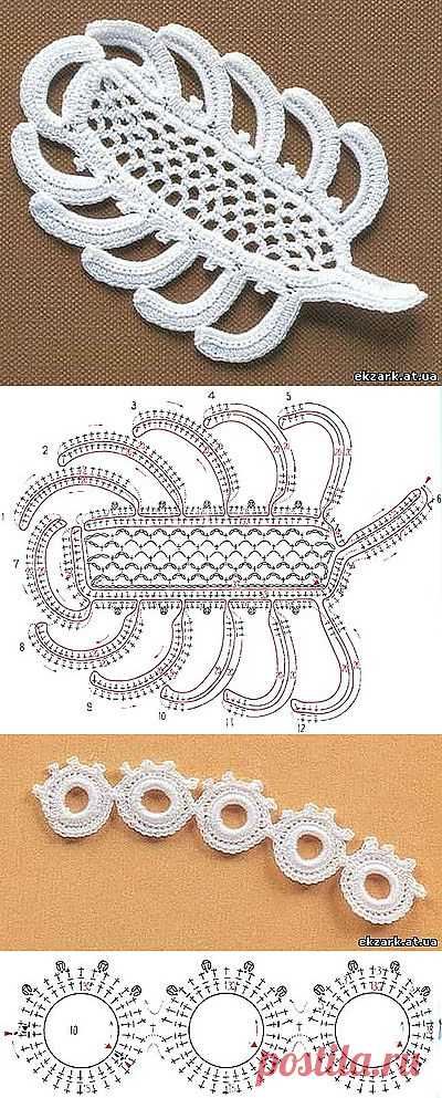 ЕЩЁ НЕМНОГО ЭЛЕМЕНТОВ ИРЛАНДСКОГО КРУЖЕВА. С описанием.