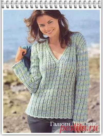 ГАЛКИН ДНЕВНИК : Женский пуловер спицами с простым узором