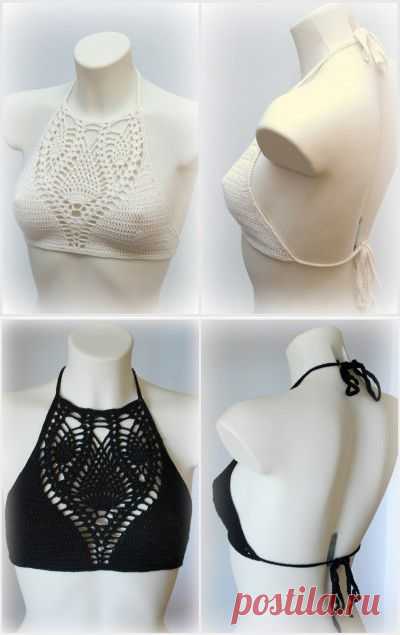 Top de tres piñas de crochet | SexyCrochet.COM