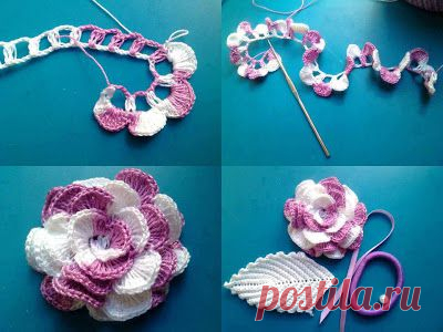 Tejido Facil: Paso a paso: hermosa flor combinada al crochet