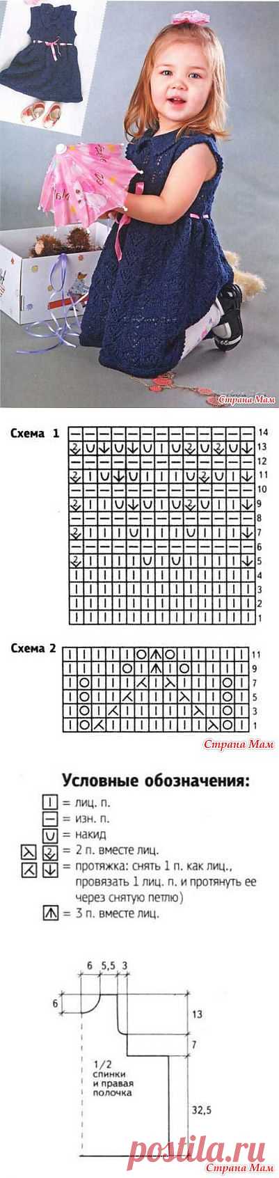 Синее платье с ленточкой: Дневник группы "Вязание для детей" - Страна Мам