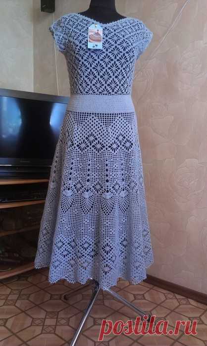 Платье Прованс, филейное вязание. Работа Елены Саенко