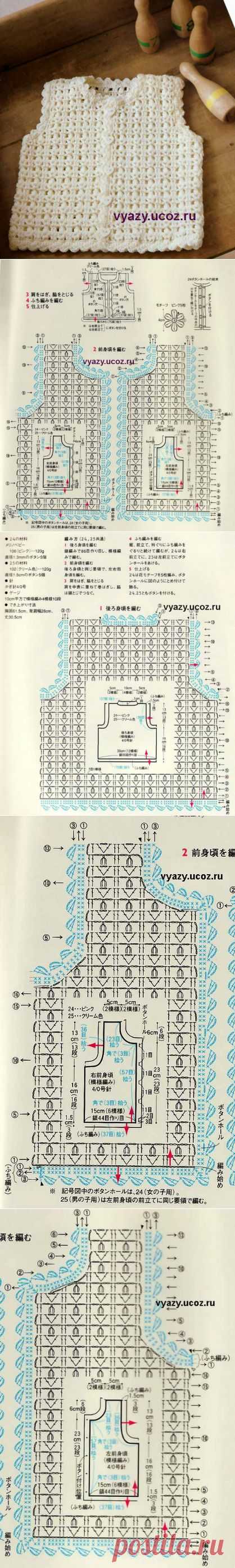 Детская жилеточка крючком.