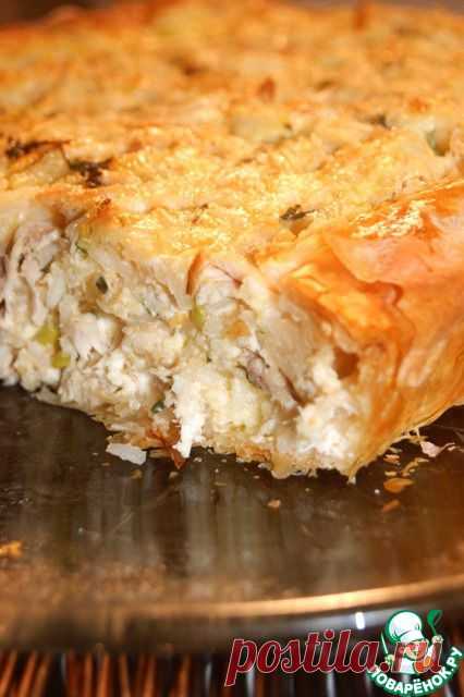 Греческий деревенский пирог с курицей - кулинарный рецепт