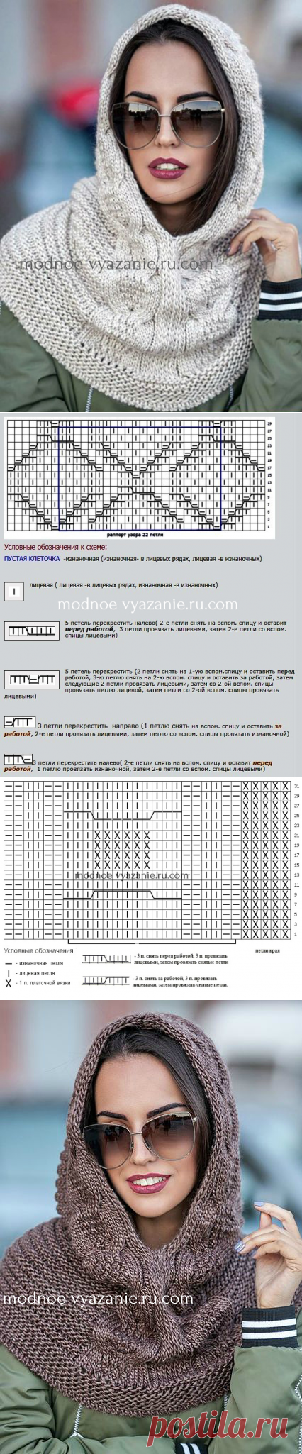 Как связать теплый снуд-капюшон спицами - Klubok - Modnoe Vyazanie.ru.com