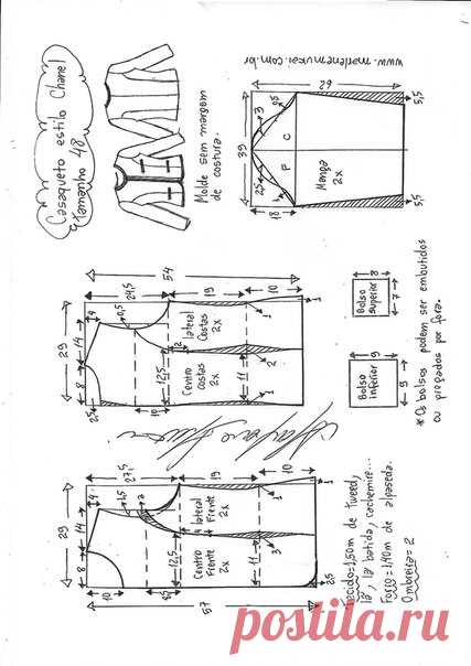 Жакет в стиле Шанель, выкройка на размеры с 38 по 52 (евр.).
#простыевыкройки #простыевещи #шитье #жакет #выкройка
