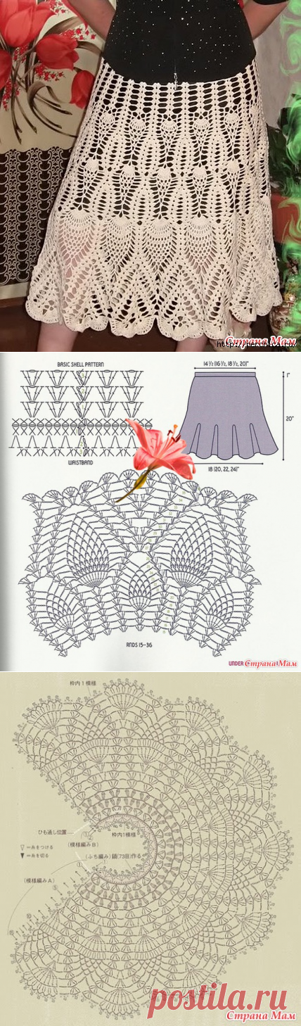 Бесподобно красивая юбка крючком по схеме веера