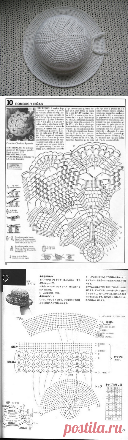 СХЕМЫ К ВЯЗАНЫМ ШЛЯПКАМ...