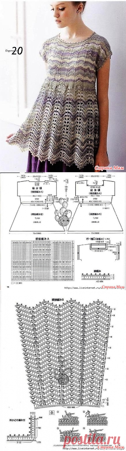 Нежная туника из секционной пряжи. Спицы+крючок. - ВЯЗАНАЯ МОДА+ ДЛЯ НЕМОДЕЛЬНЫХ ДАМ - Страна Мам
