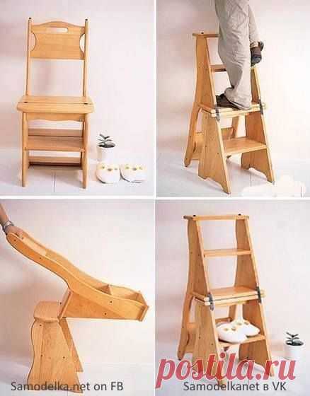 Раскладной стул-лестница идея долна быть полезна если приходится лазить "на антресоли"