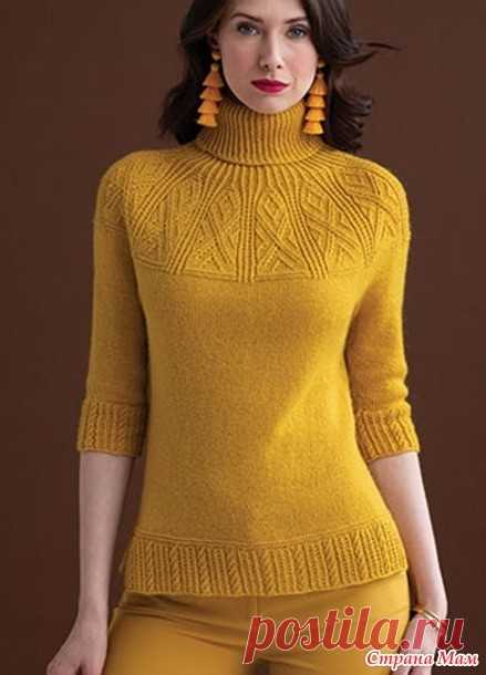 Описание свитера переведено из журнала “Vogue Knitting” осень 2018.

Размеры: S (M, L, 1X, 2X)

Окружность груди – 91.5 (101.5, 111.5, 122, 132) см,

Длина – 56 (57, 58.5, 59.5, 61) см,

Окружность руки на уровне проймы – 30.5 (33, 35.5, 37, 39.5) см.

Необходимые материалы: пряжа Kelbourne Woolens Andorra (60% мериносовая шерсть, 20% горная шерсть, 20% мохер; 169 м / 50 грамм в мотке) – 6 (7, 8, 9, 10) мотков.

Необходимые инструменты: круговые спицы № 3.5 длиной 80 см, к...