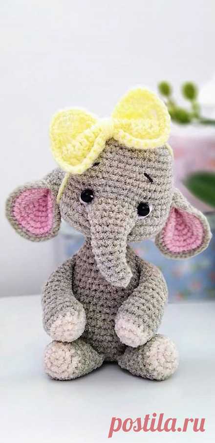 PDF Слонёнок крючком. FREE crochet pattern; Аmigurumi animal patterns. Амигуруми схемы и описания на русском. Вязаные игрушки и поделки своими руками #amimore - слон, слонёнок, слоник, слоненок.