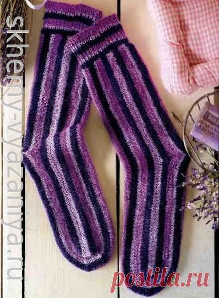 Схема вязания носки поперечной вязки спицами