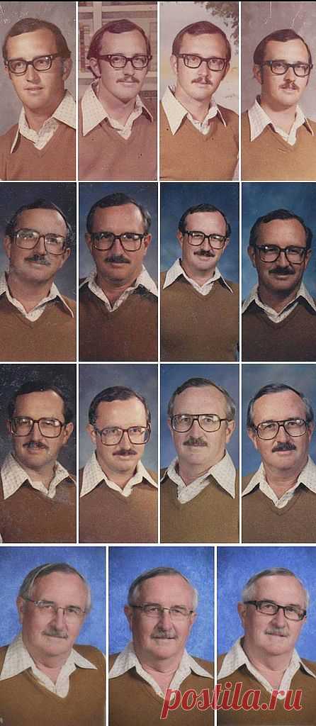 Учитель в течение 40 лет фотографировался в одной одежде на школьный фотоальбом