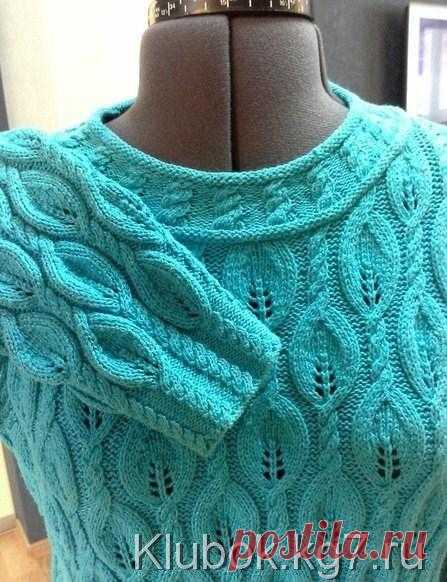 Узор для бирюзового пуловера спицами | Клубок