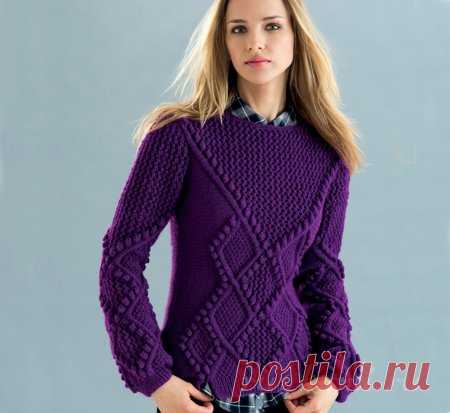 Пурпурный пуловер спицами » Сайт 