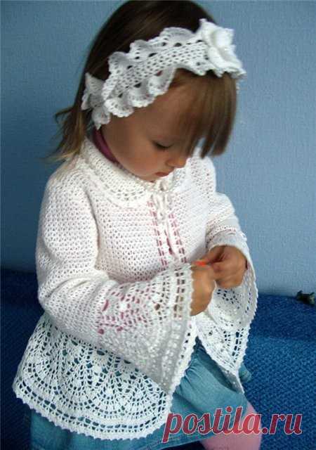 Белый жакет для девочки (Вязание крючком) | Журнал Вдохновение Рукодельницы