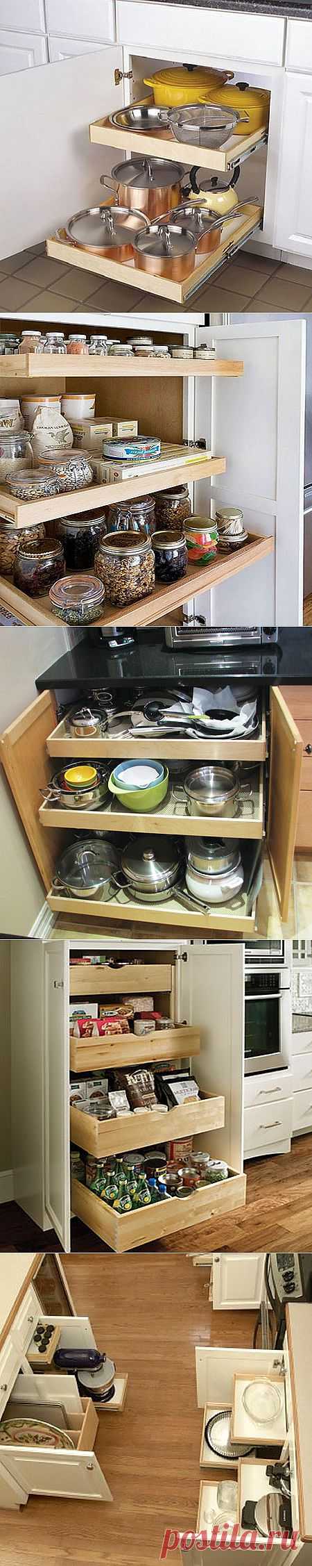 Удобные выдвижные полки для кухни | Идеи для кухни