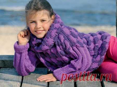 Пуловер для девочки спицами в сиреневых тонах &raquo; Сайт "Ручками" - делаем вещи своими руками