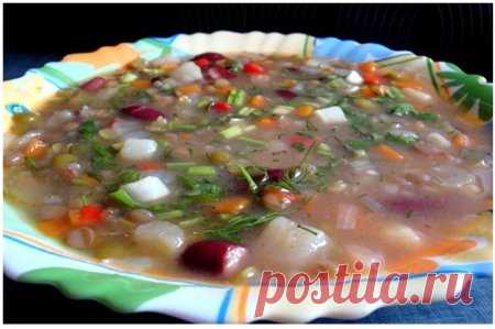 Густой суп с чечевицей, горохом и фасолью - Постный рецепт &raquo; Кулинарный сайт - рецепты  блюд  с фото.