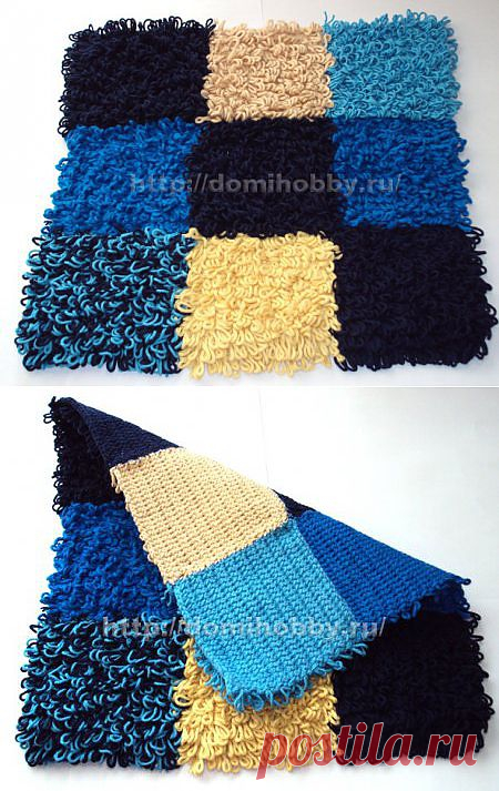 Вязание коврика узором "мех"