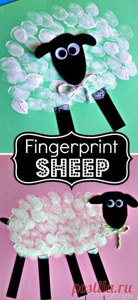 новогодняя идея для детского творчества - рисуем овечку пальчиками