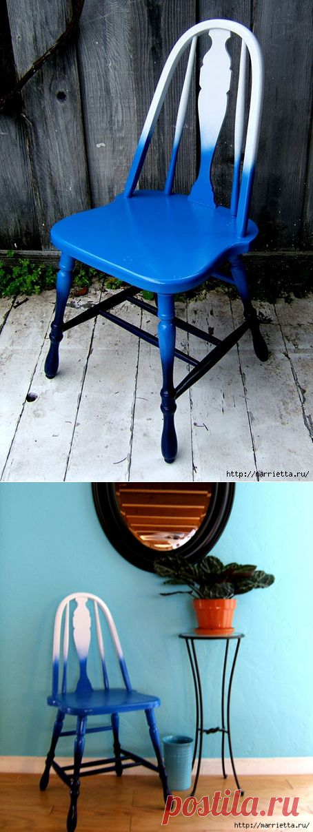 Кухонный стул с эффектом градиента. Реставрация мебели.