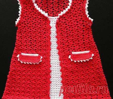 Красивое вязание | Платье для девочки крючком