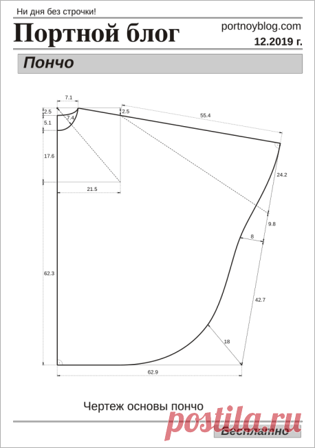 Построение выкройки пончо | Портной блог