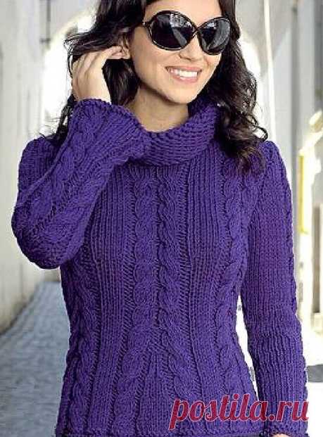 Пуловер спицами с ажурными косами. suéter, tejer, el esquema de conexión | Домоводство для всей семьи.