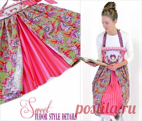 Tudor Style Apron in Tula Pink's Elizabeth: FreeSpirit Fabrics | Sew4Home