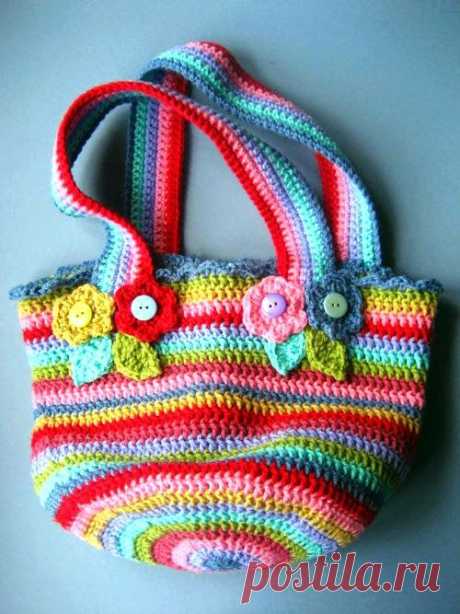 BOLSO MULTICOLOR TEJIDO EN CROCHET PASO A PASO | Patrones Crochet, Manualidades y Reciclado