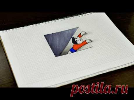 Как нарисовать Простой 3D рисунок Падающий человек Very Easy!! How To Draw 3D Hole