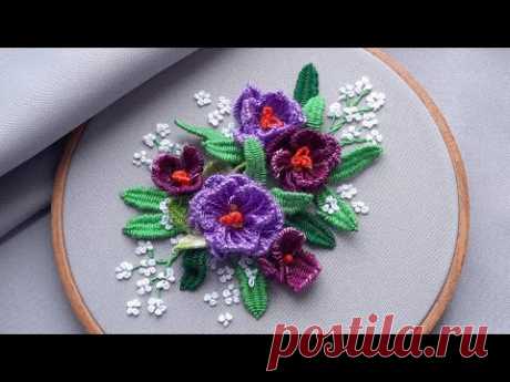 Amazing 3d Spring flowers Wool Embroidery Creative Ideas